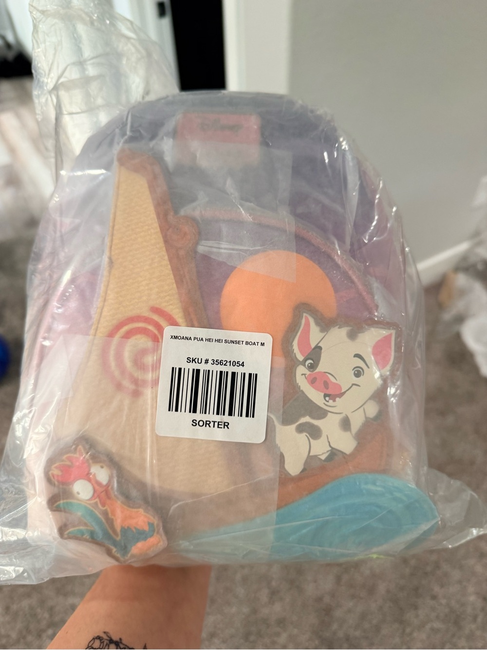 Loungefly Purple Multi Color Moana Boat Mini Backpack with Pua & Heihei